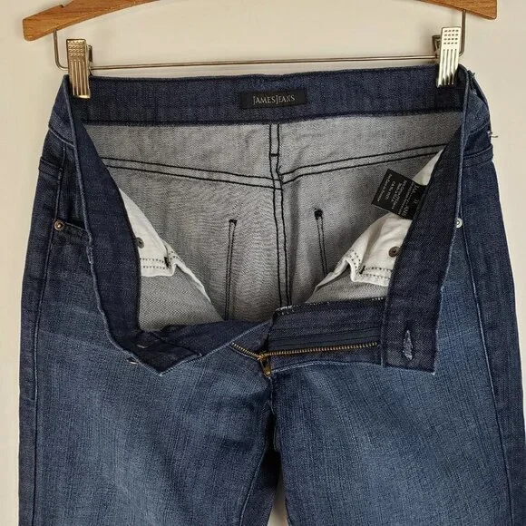 James Jeans Humphrey Wide Flare Leg Mid Rise Dry Aged Denim Dark Blue Size 31 - Picture 6 of 11